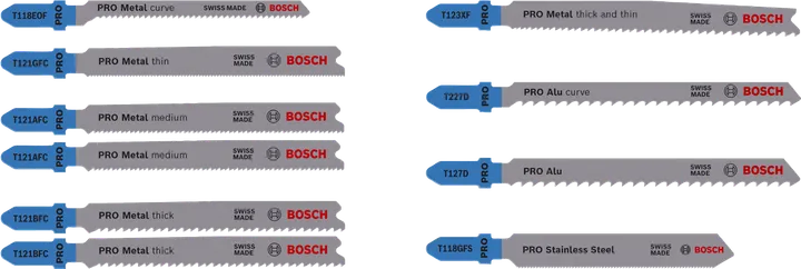 Bosch PRO Juego de hojas de sierra de calar para metal y aluminio de 92 mm, 10 piezas.